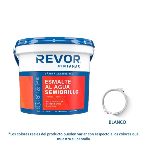 esmalte agua semibrillo pintamax revor blanco 1gl - Imagen 2