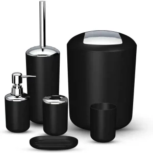 set 6 piezas bano sobrep negro