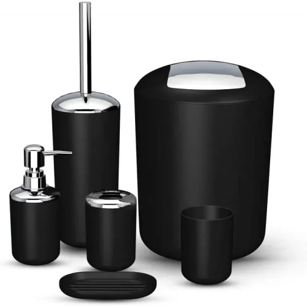 set 6 piezas bano sobrep negro
